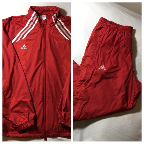 adidas red mens tracksuit